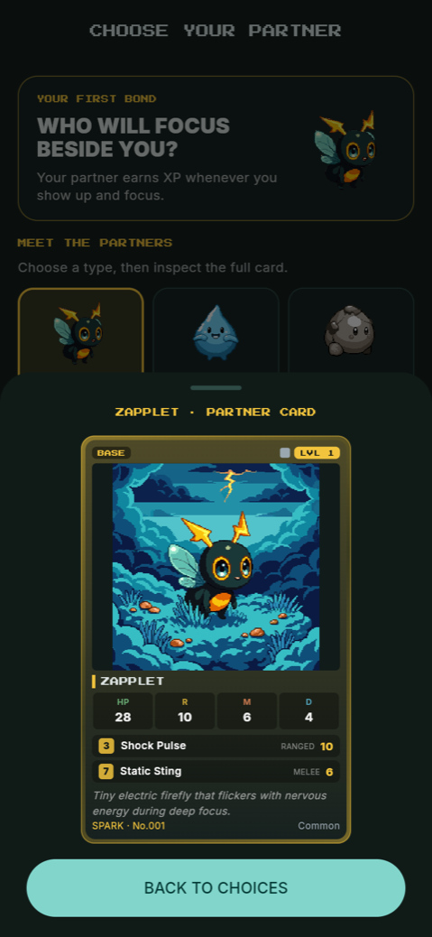 Choosing a partner, with Zapplet's partner card