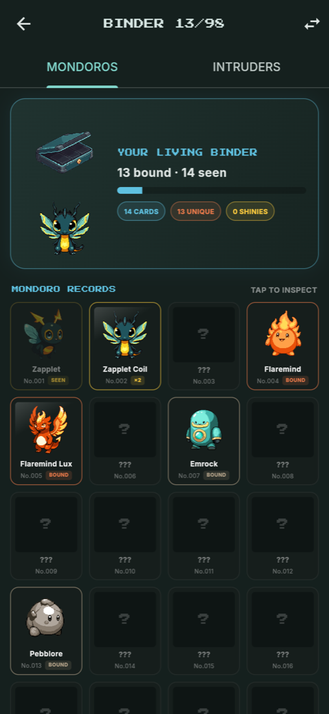 The living binder, 13 of 98 mons bound